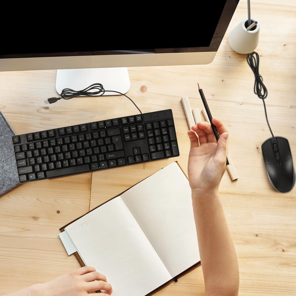 DOITOOL Wired Keyboard Mouse Combo Full Size USB Plug and Play Keyboard and Mous