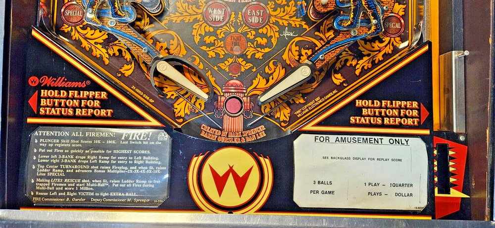 Fire! Pinball Machine Williams (1987) - 3527