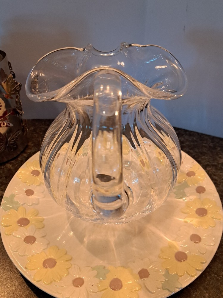 Vintage Tiffany & Co. Crystal "Devon" Pitcher with Ruffled Edges Signed