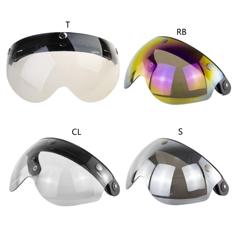 Windproof 3-Snap Visor Lens Shield for Motorcycle Helmets Up Down Open Face