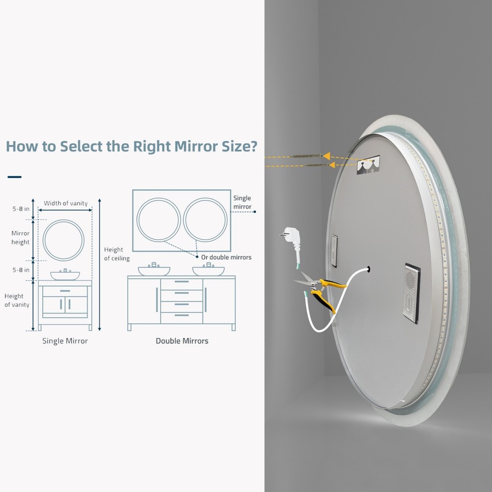 32” LED Bathroom Mirror Built-in Bluetooth Speaker Backlight Wall Vanity Mirror