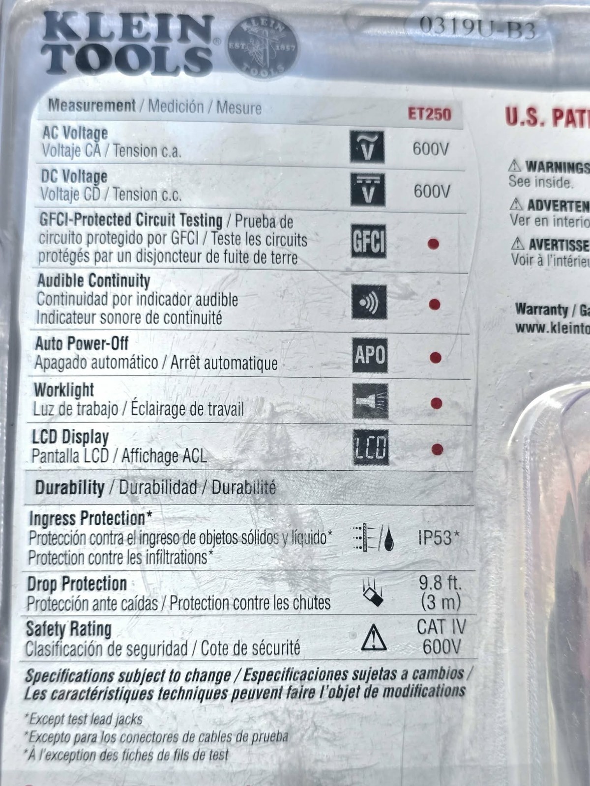 Klein Tools Digital AC/DC Voltage & Continuity Tester ET250 SEALED NEVER USED.