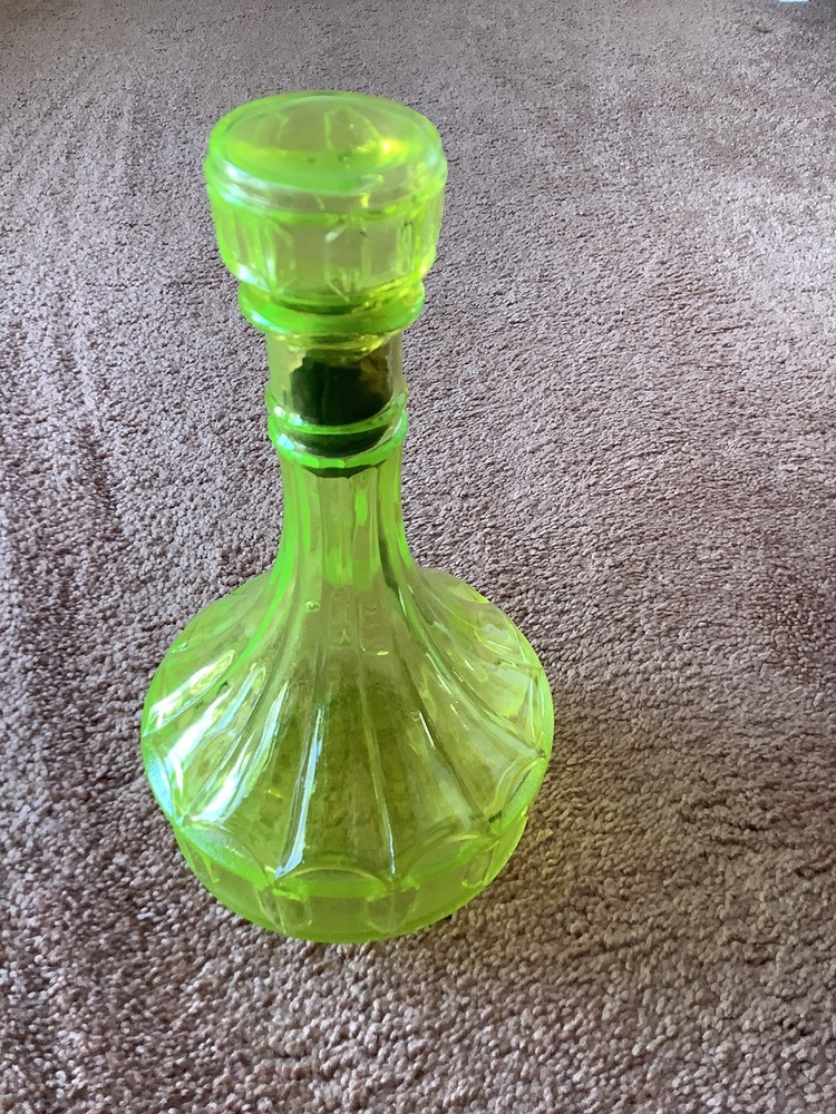 Vaseline Wine Bottle Glass Antique