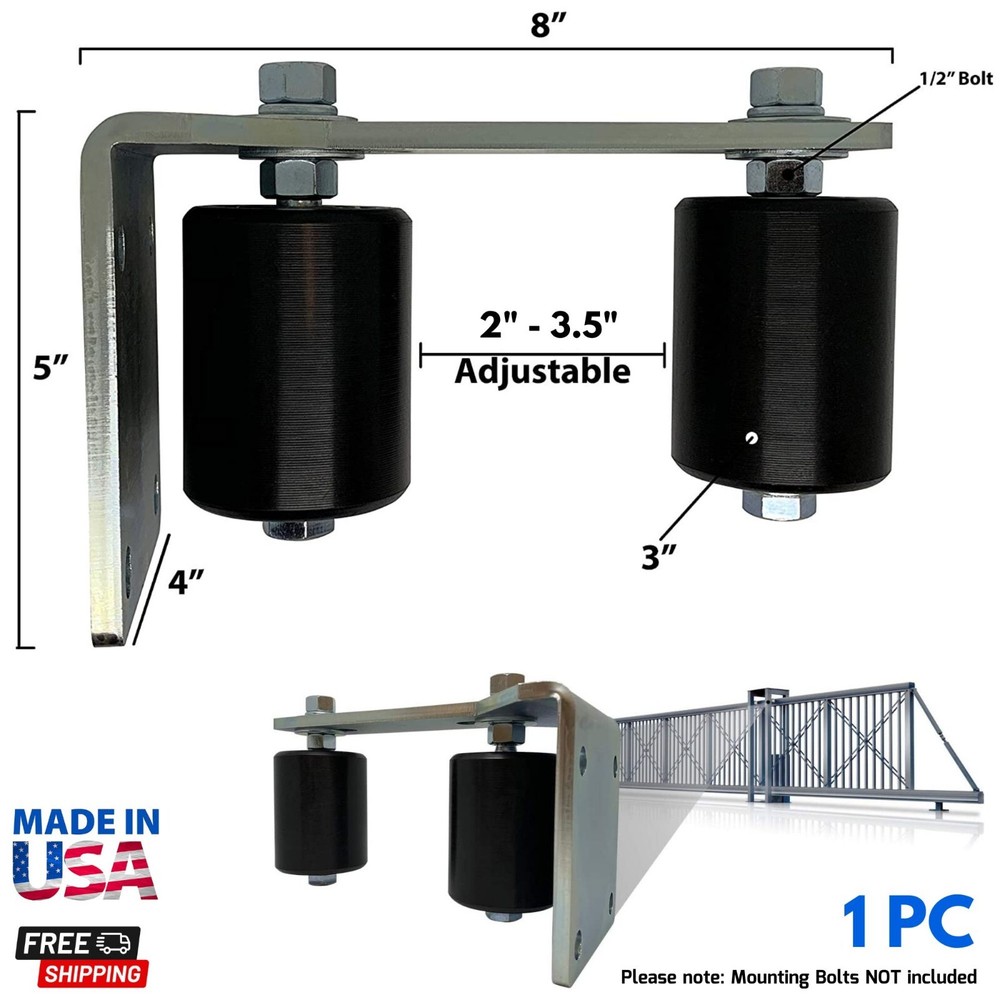 Slide Gate Guide Rollers L Rear Adjusting Bracket Mount for Sliding Rolling Gate