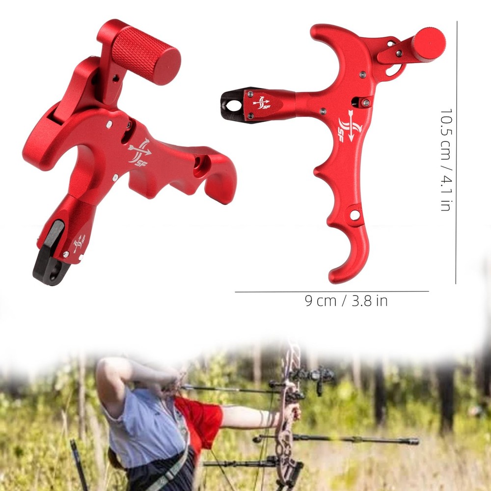 Bow Release for Compound Bow 4-Finger Archery Trigger, 360 Rotatable Thumb Aid