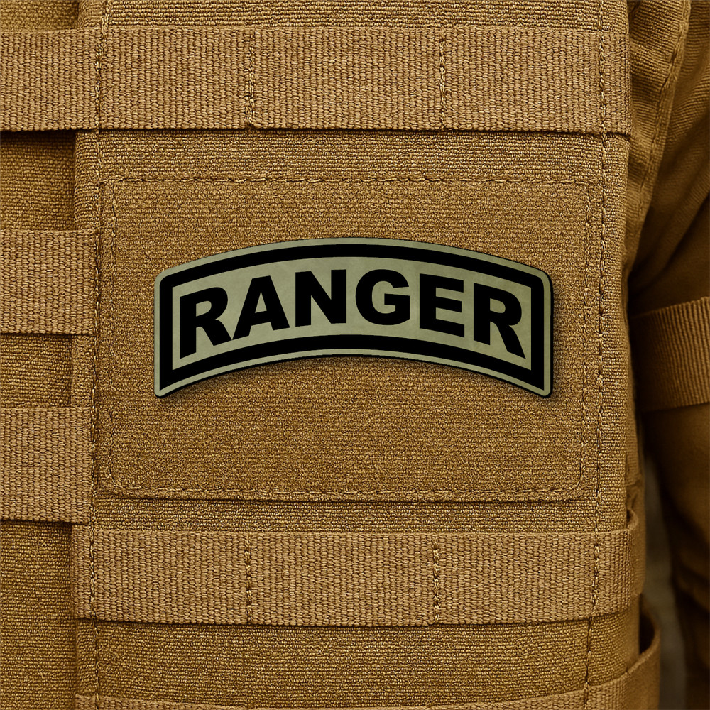 Ranger Tab Engraved Tactical Morale Patch, 1" x 2.6" Hook & Loop Rocker Tab