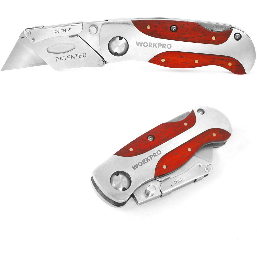 WORKPRO Quick-Change Utility Knife, Classical Retro Style Wood Grain Handle