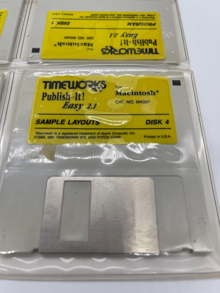 Timeworks Publish It! Easy Version 2.1 Macintosh User Manual + Original Disks