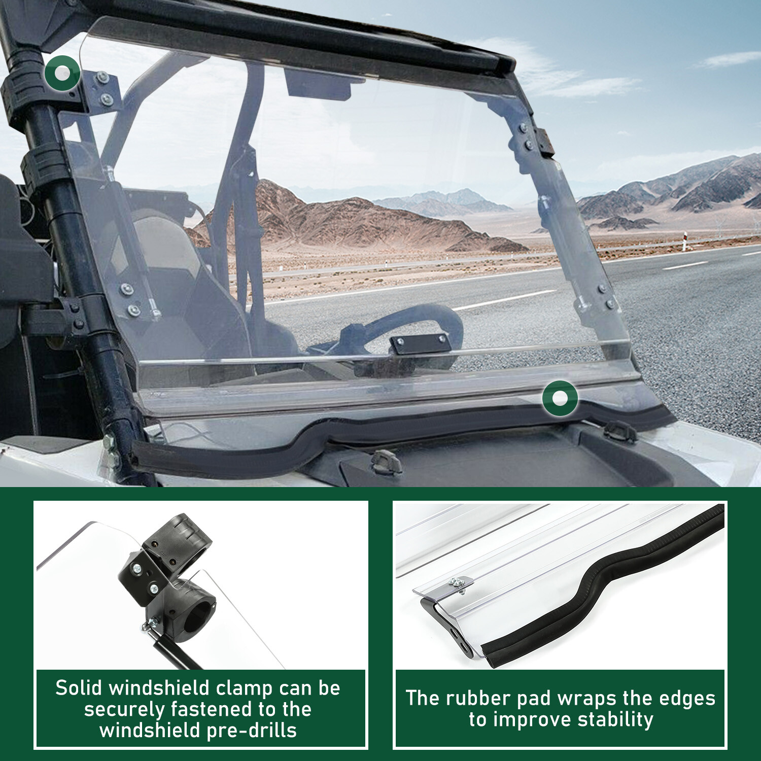 For 14-18 Polaris RZR 900/ XP 1000/ XP 4 1000 Scratch Resistant Flip Windshield