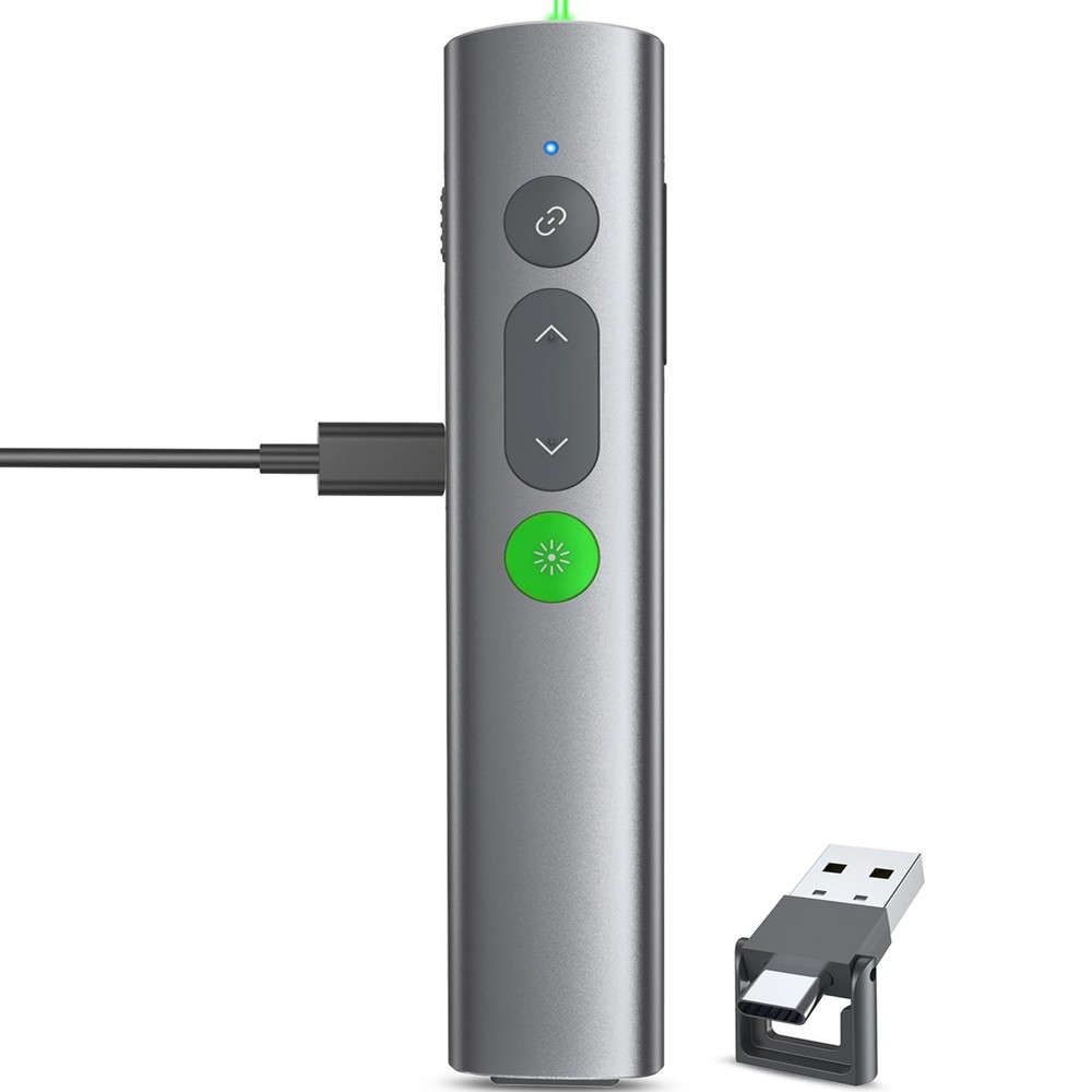 Wireless Presentation Clicker PowerPoint Remote: USB C A Presenter PPT Power ...