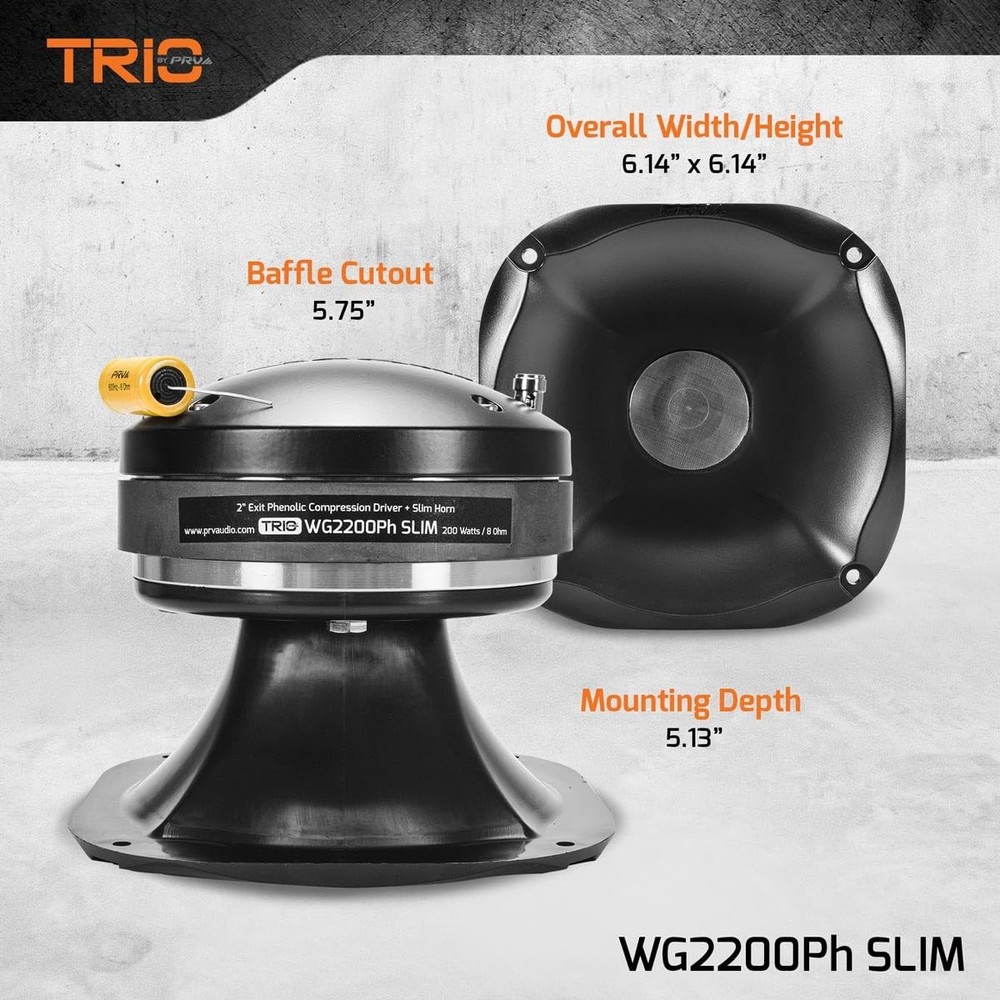 2" Exit Midrange Compression Driver + Horn WG2200Ph Slim 200 Watts 8 Ohm 109 ...