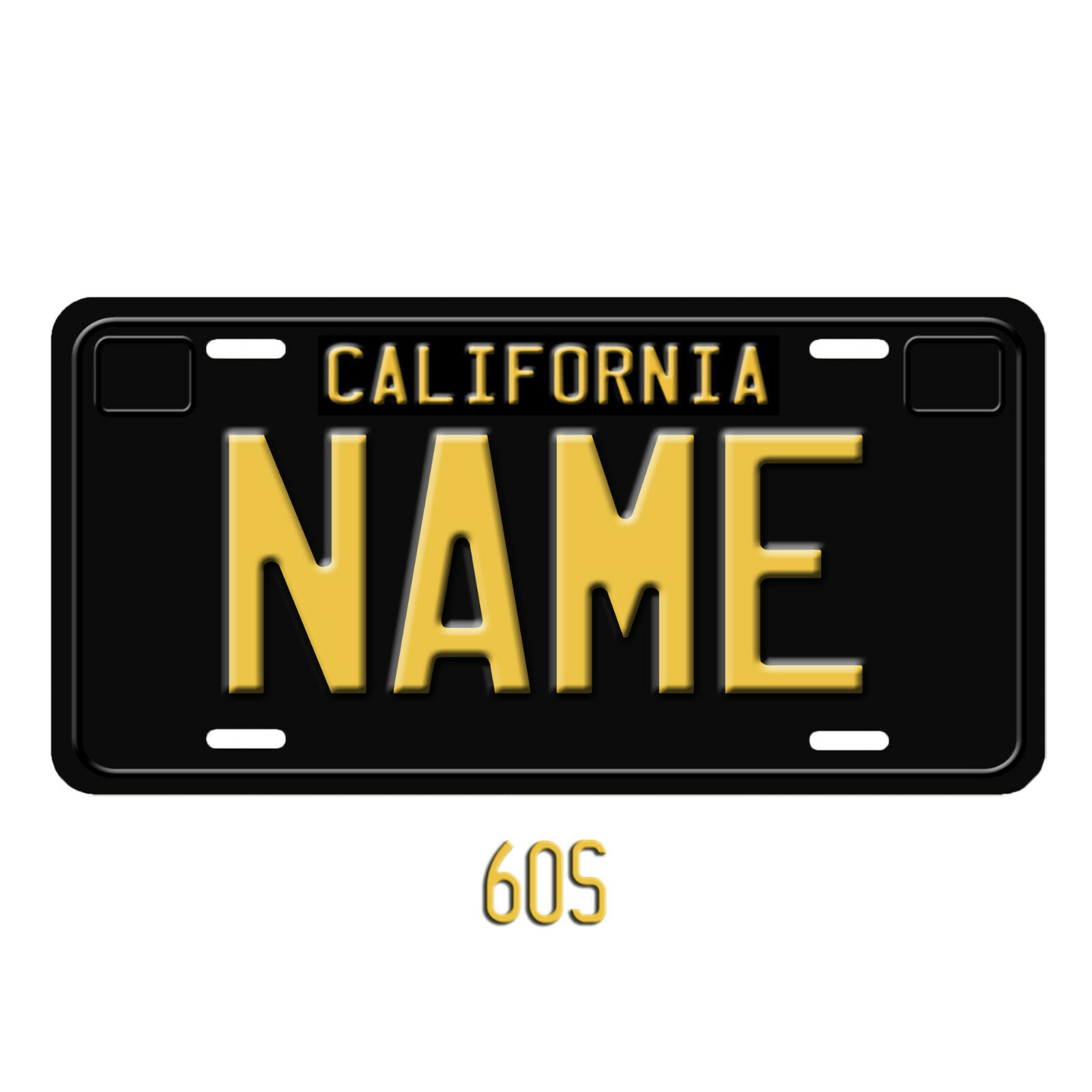 1960s California ANY TEXT Personalized Custom Aluminum FLAT License Plate Tag