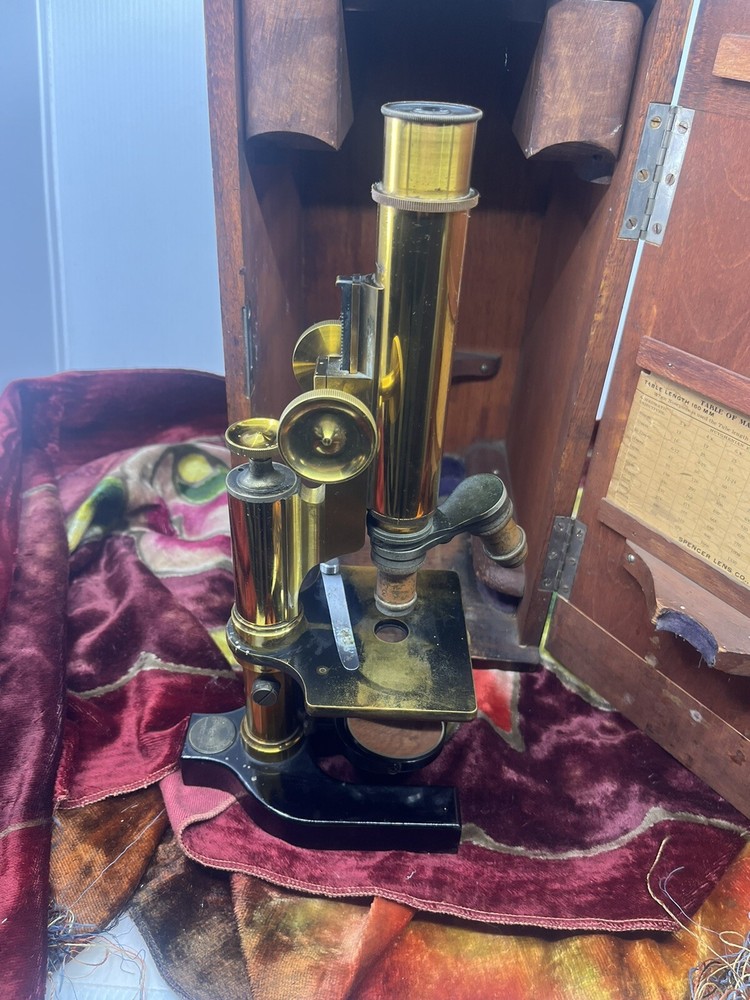 ANTIQUE BRASS BAUSCH & LOMB MICROSCOPE IN BOX
