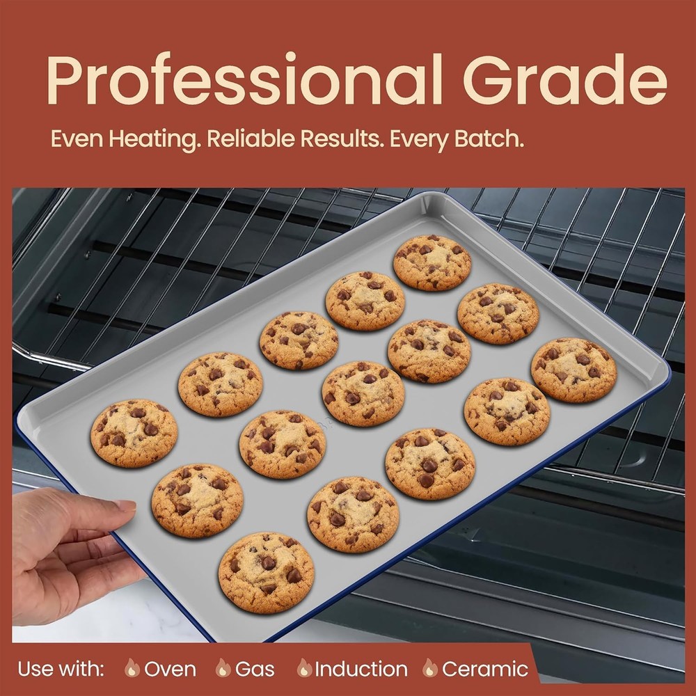 Bakken 8-Piece Stackable Bakeware Set Ceramic Non-Stick Coating Baking Sheets
