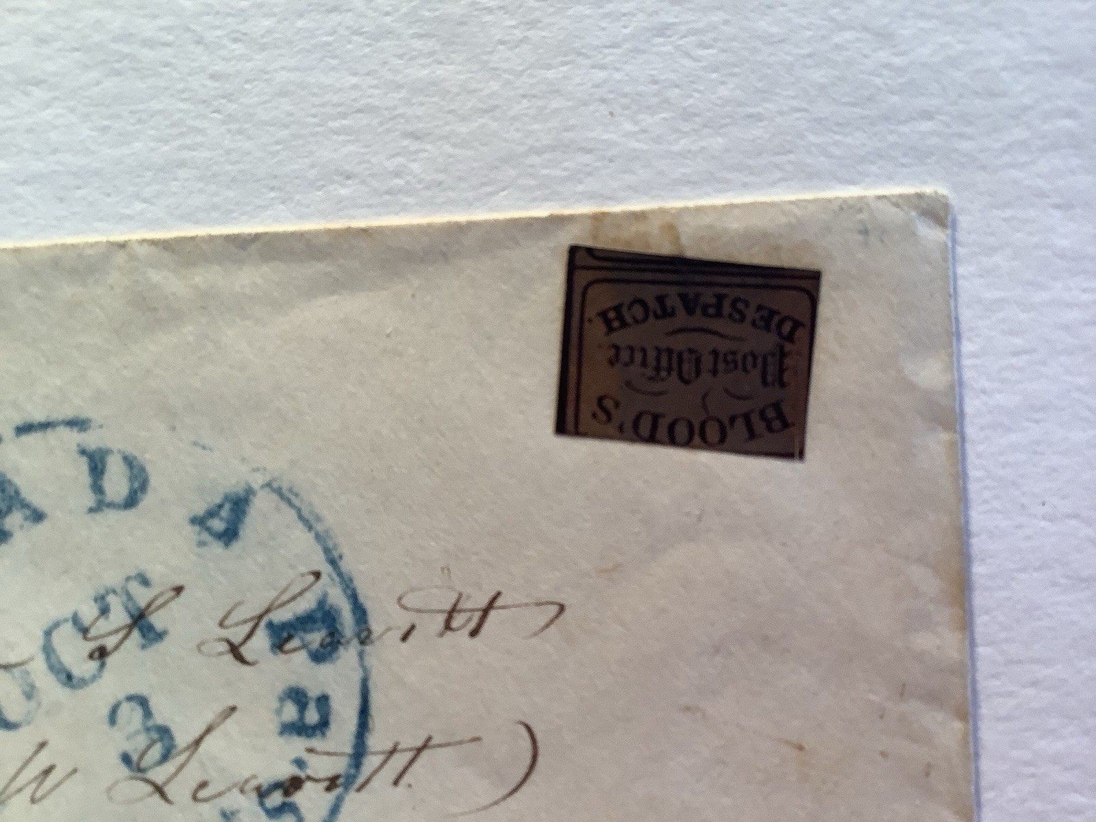 Mid 1800s = Genuine US LOCAL POST Stamp On Cover BLOOD’S. 15L17