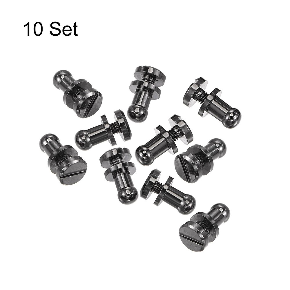 10 Set 4mm Solid Brass Round Head Lock Screw Rivets Pin Fixing, Black