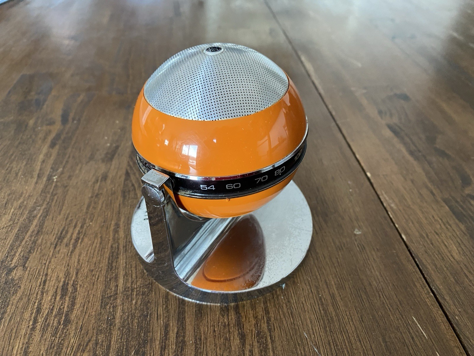 NICE - GE Round Orbiter Orange AM Transistor Radio Works Vintage MCM Rare
