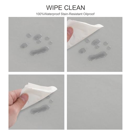 Vinyl Tablecloth with Flannel Backing for 84" x 60" (Rectangular) Light Grey