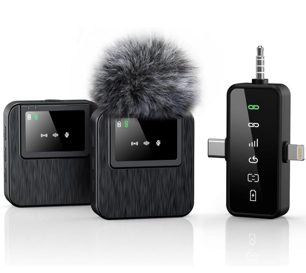 3-in-1 Mini Microphone for iPhone, Android, Camera - 328ft Long Range, 20H Ba...