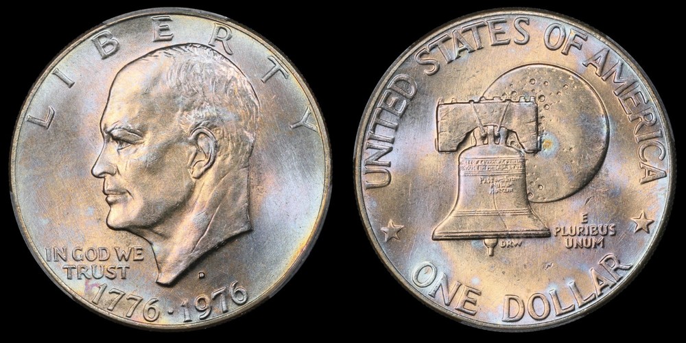 1976-D PCGS MS66 Type 2 Toned Eisenhower Dollar