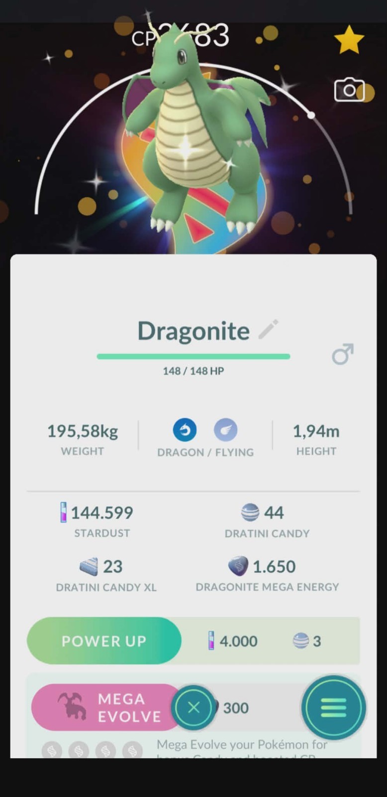 Pokemon Shiny Dragonite - Kalos GO Tour 2026 background (Tr.a.d.e 20k or P.T.C)