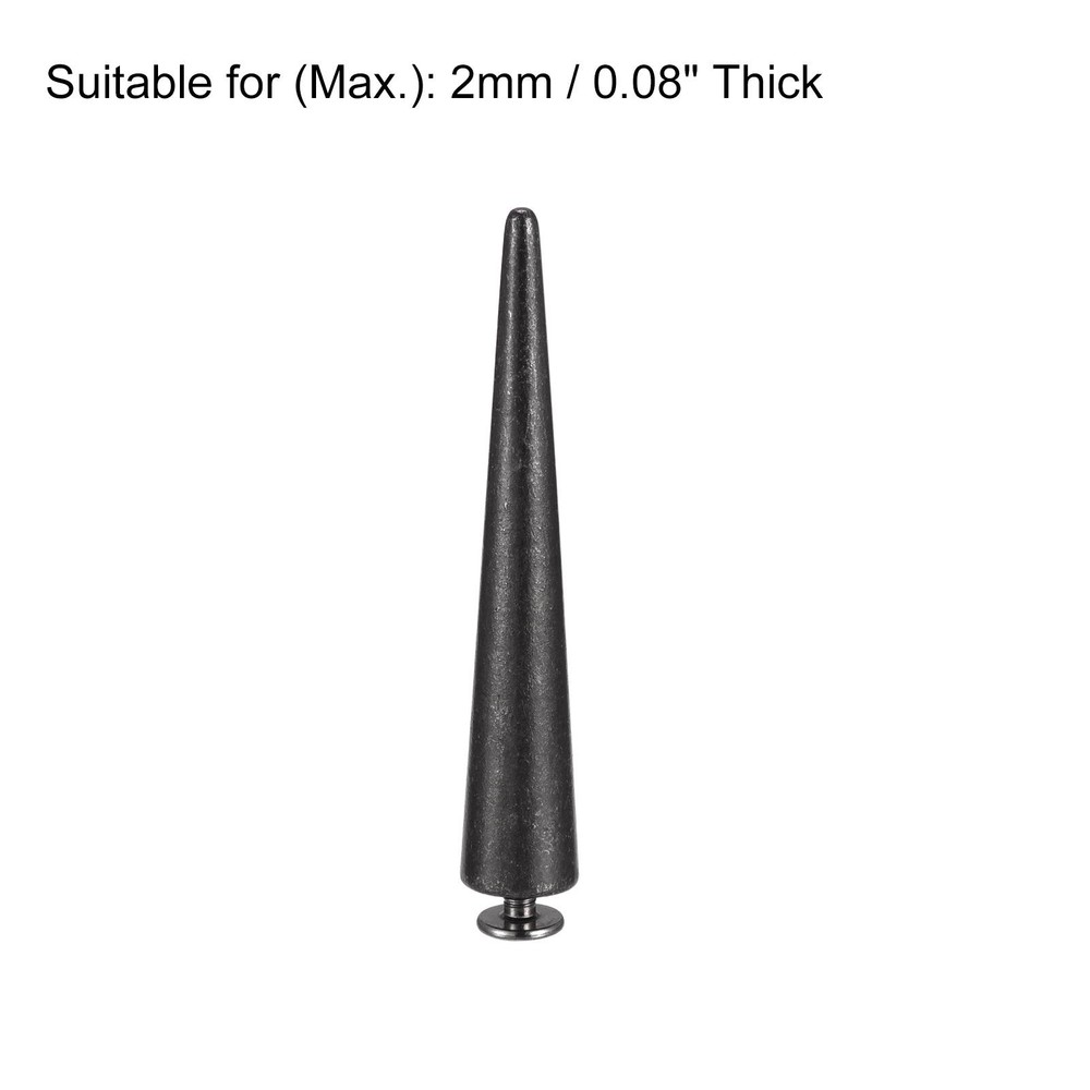 10x55mm Screw Back Rivets, 15 Sets Solid Leather Studs for DIY Black