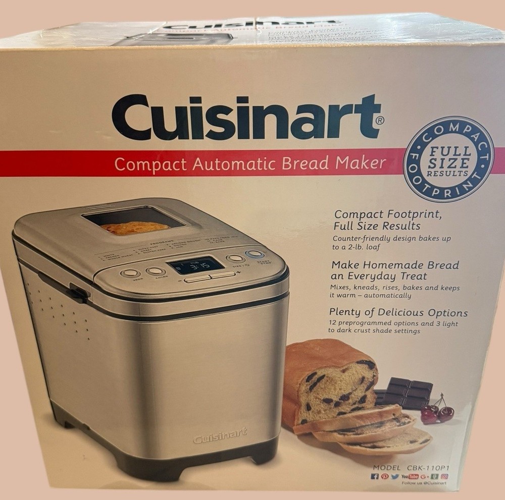 Cuisinart Bread Maker CBK-110P1 Compact Automatic 2 lbs Loaf Bread Machine New