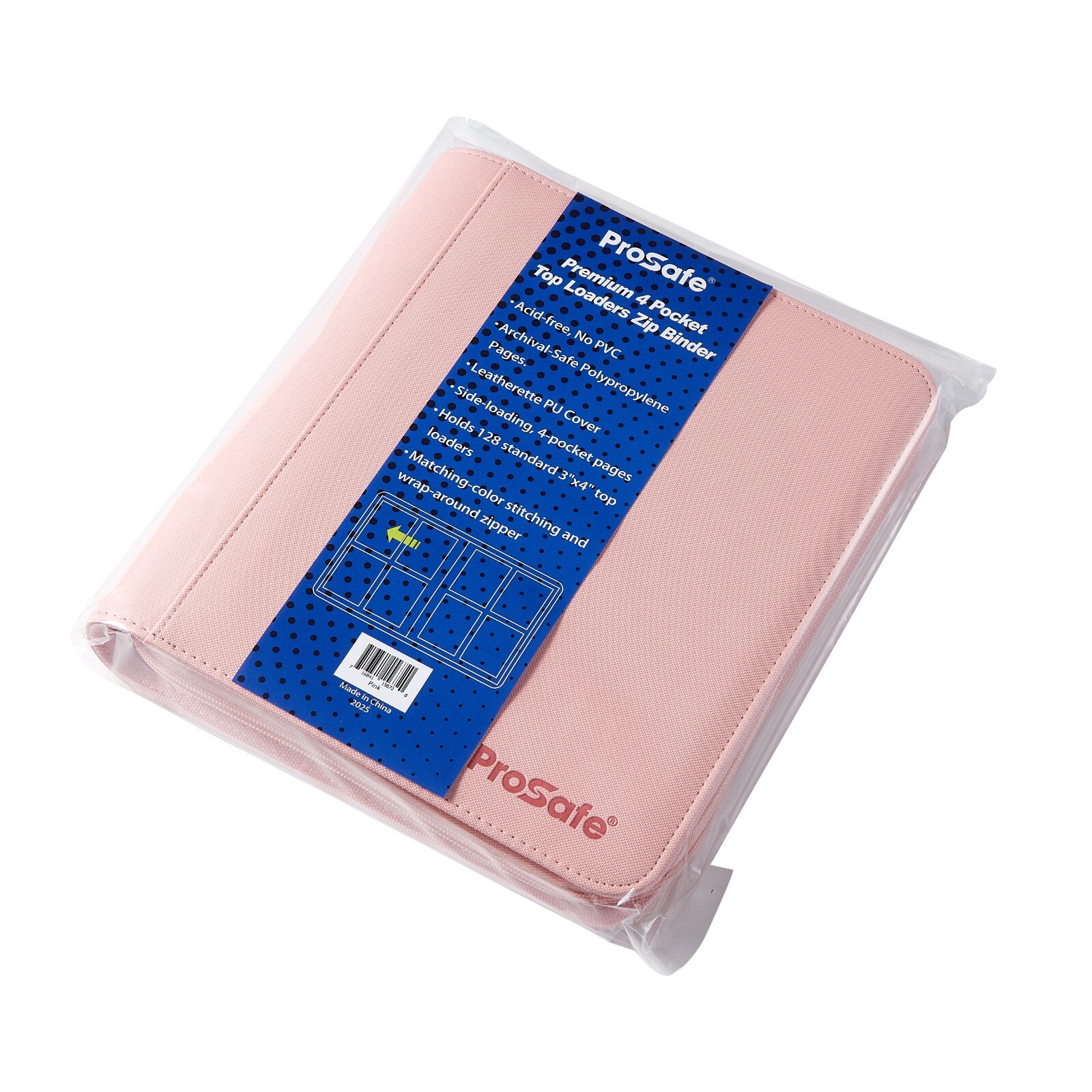 Pro Safe 4-Pocket Zippered PRO-Binder Album pink  to hold TOP LOADERS- Free Ship