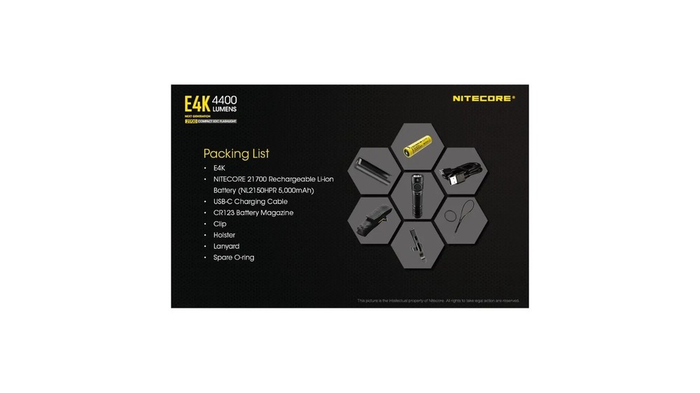 Nitecore E4K CREE XP-L2 V6 EDC Flashlight FL-NITE-E4K