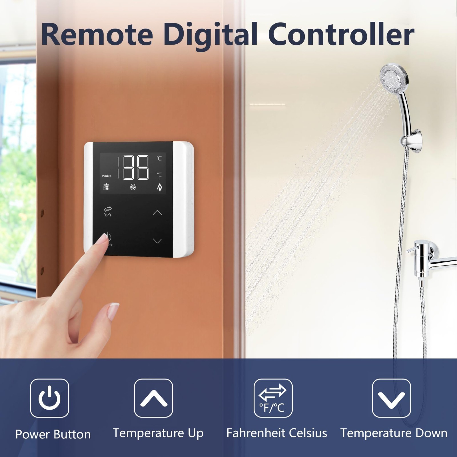 RV Tankless Water Heater Propane Gas 55000 BTU with Controller Instant Hot