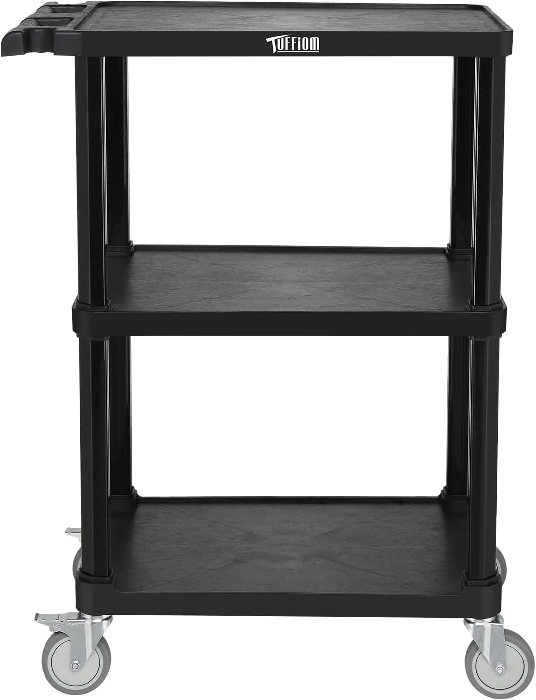 Heavy Duty 3-Tier Plastic Service Utility Cart Rolling Storage Cart for Garage