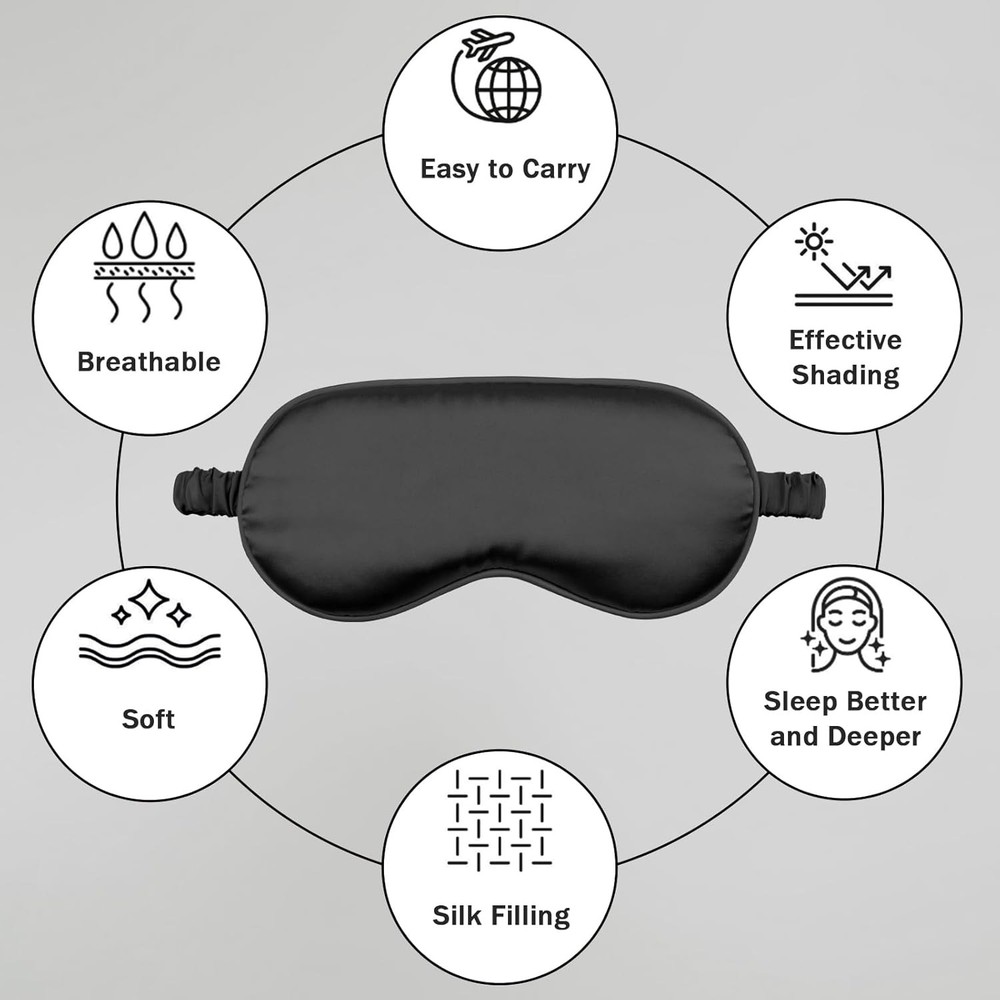 Silk Sleep Mask 2 Pack Blush Pink Black Adjustable