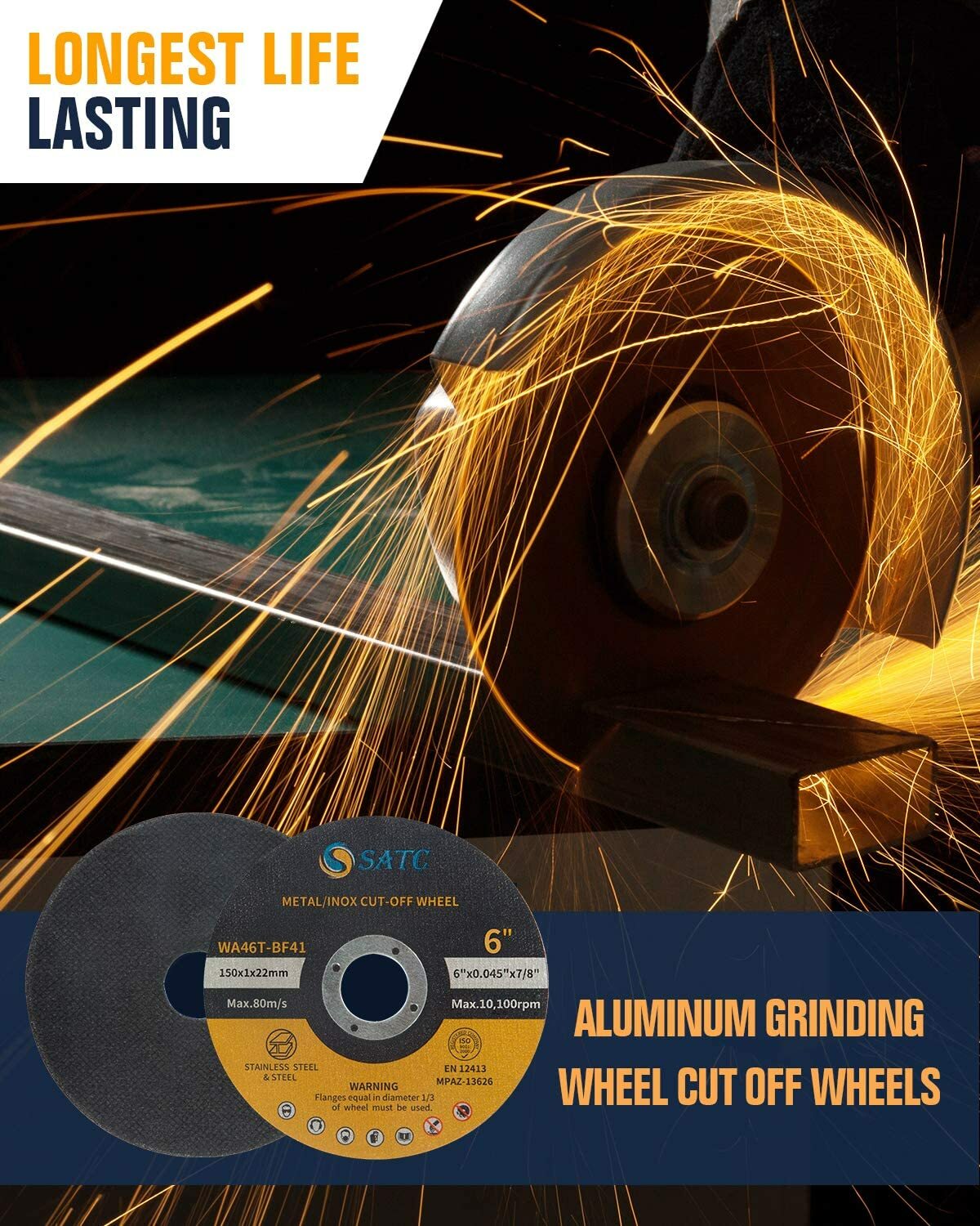 50 Pack 6 inch Cut-Off Wheels Angle Grinder Stainless Steel & Metal Cutting Disc