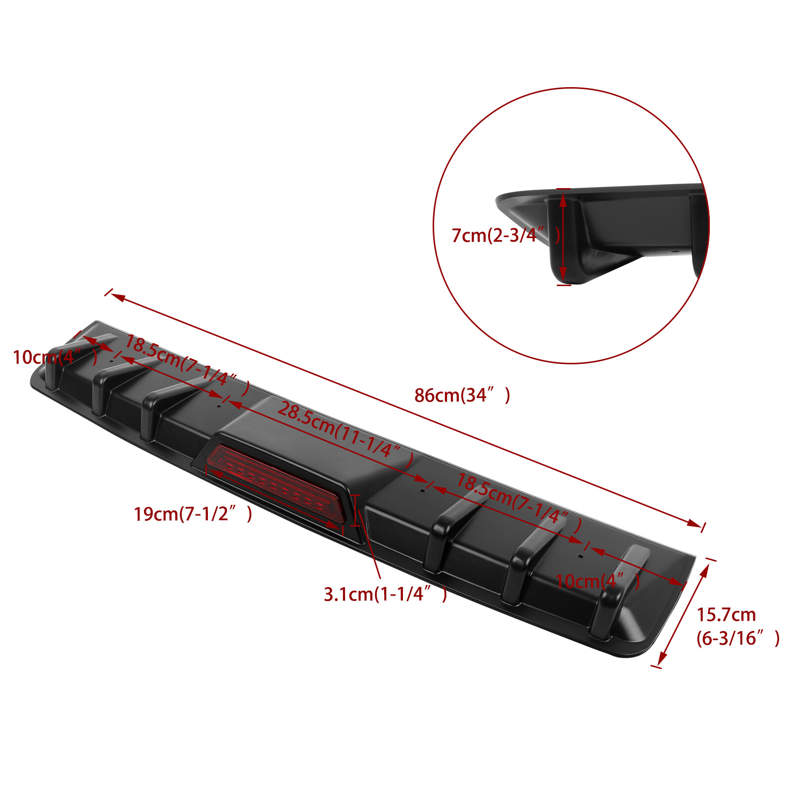 Shark Fin Rear Diffuser Bumper Spoiler Lip LED Lights For Honda Accord 2012-2026