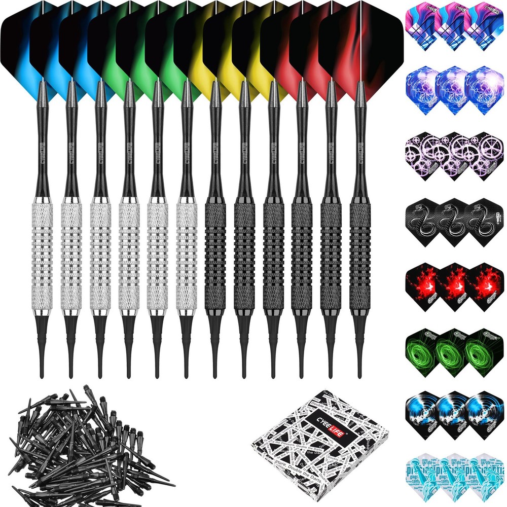 16g Soft tip Darts with Extra Flights and Plastic Points For Beginners