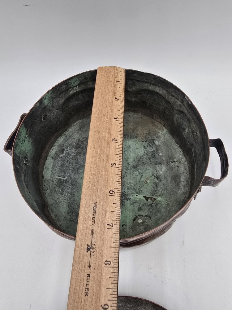 Rustic Hammered Copper Lidded Box Farmhouse 7 3/8” Primitive