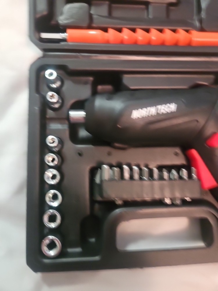 North Tech 3.7V Cordless Screwdriver Tool Socket Set Carrying Case Rechargeable
