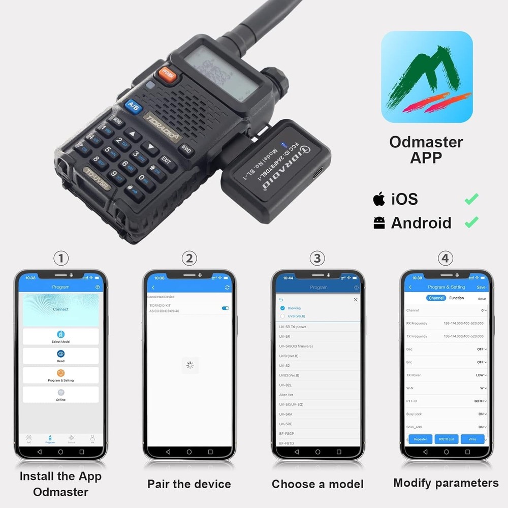 TIDRADIO Ham Radio Wireless Programmer Adapter APP and PC Program for Baofeng