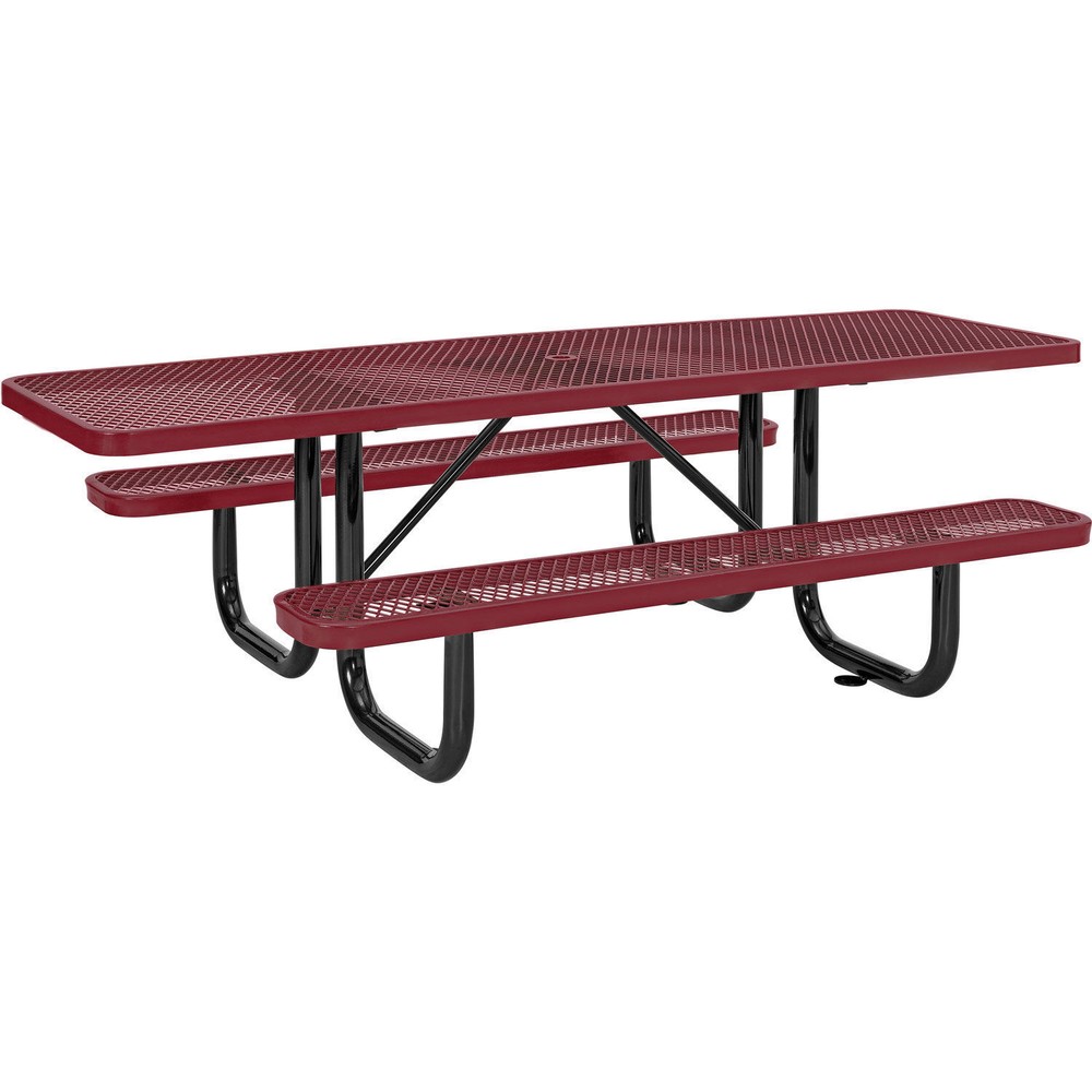8' ADA Rectangular Picnic Table Expanded Metal Red (96" Long)
