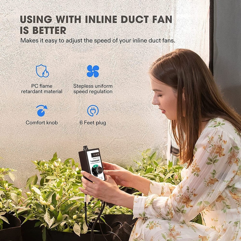 Fan Speed Controller with Variable Speed Adjuster Inline Duct Fan in Ventilation