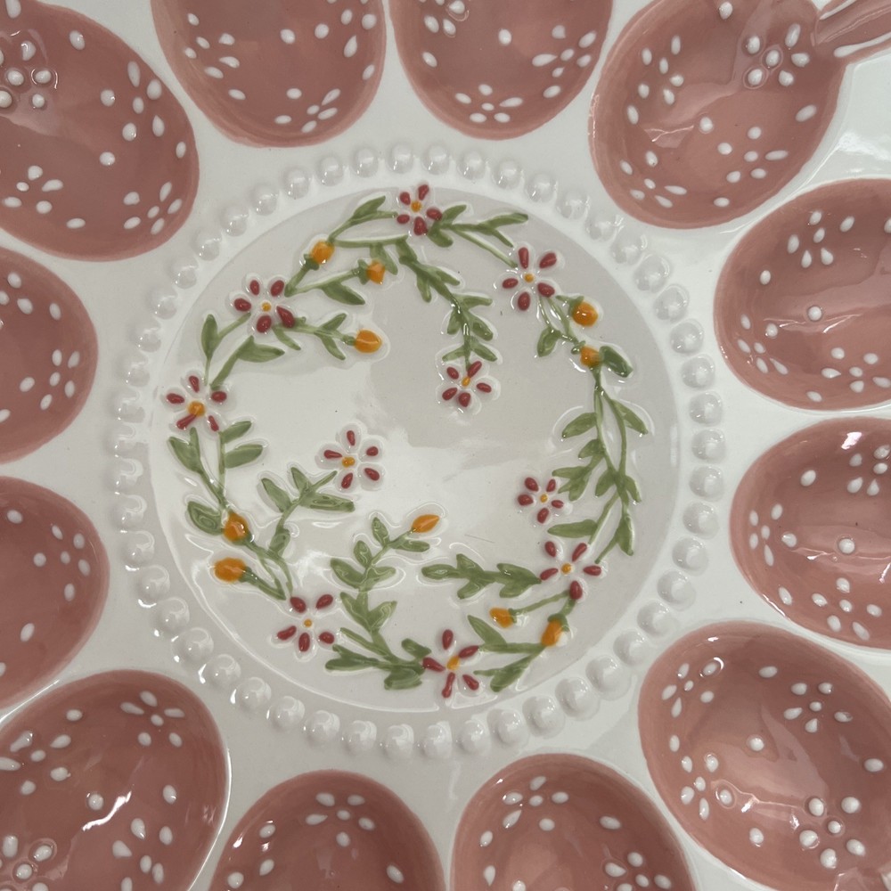 Potter’s Studio Floral Bunny Deviled Egg Serving Platter 12”