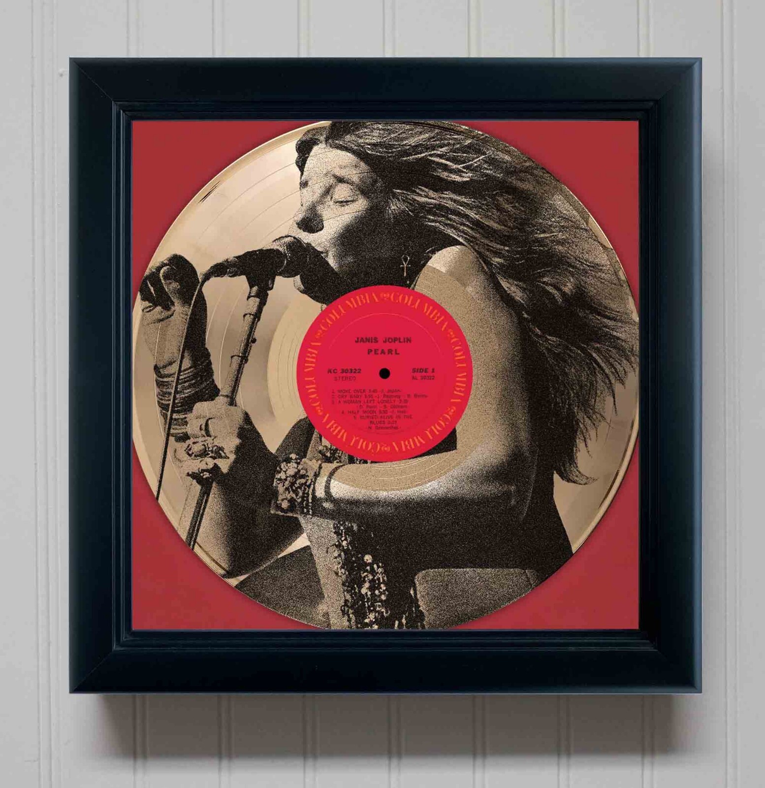 Janis Joplin Pearl Framed Gold Etched LP Shadowbox