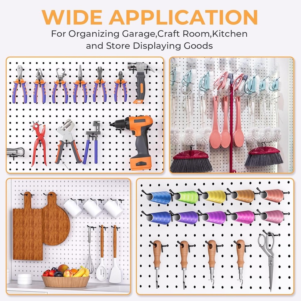 Space-Saving 50 Pack 2 Inch Metal Pegboard Hooks with Protective Rubber Tips
