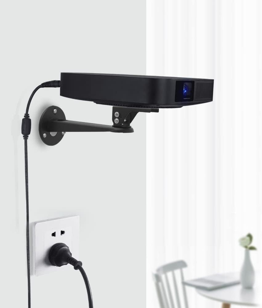 Versatile 360° Adjustable Mini Projector Mount - Space-Saving Design in Black