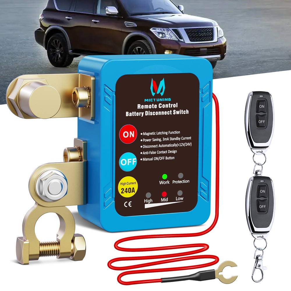 MICTUNING 12V 240A Remote Battery Disconnect Kill Switch Automatic LED Indicator