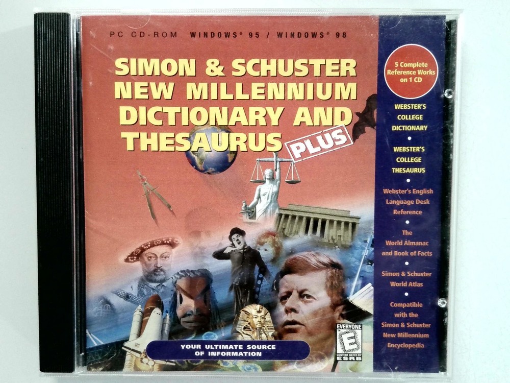 Simon & Schuster New Millennium Dictionary Thesaurus Plus PC CD-ROM Windows 95