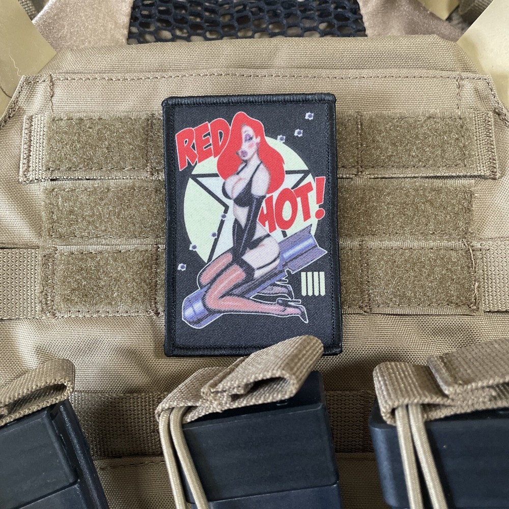 Vintage Bomber Look Jessica Rabbit Red Hot hook Loop Patch