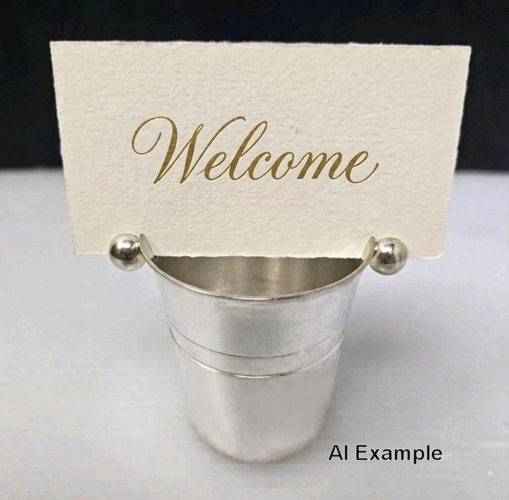 LaVie Silver Plate Mini Champagne Bucket Placecard Holder Toothpick Holder