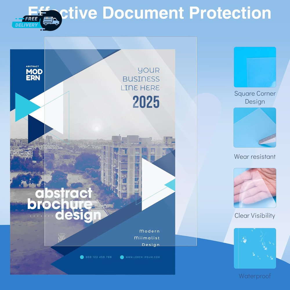 100 Pack Clear Binding Covers 8 Mil Polycover Report Cover Sheets