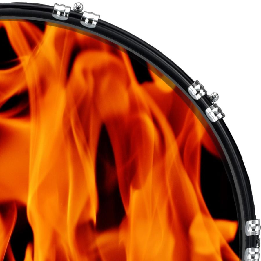 20" Custom Bass Kick Drum Front Head Graphical Fire 4